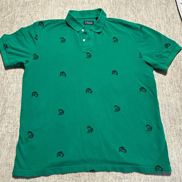 Chaps Other - Chaps Men's XL green polo with embroidered navy blue fish!